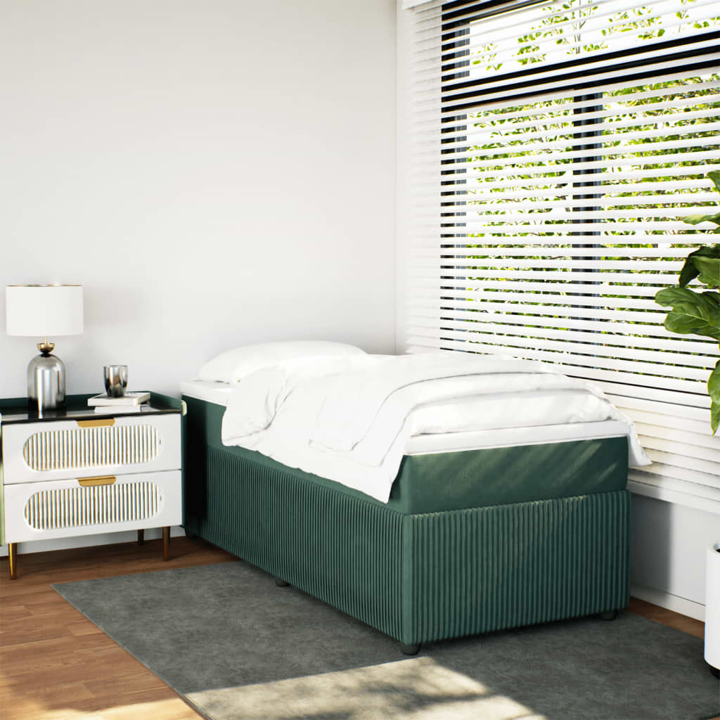 Boxspring met matras fluweel donkergroen 80x200 cm
