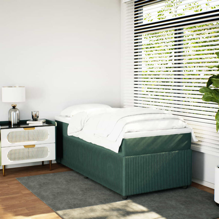 Boxspring met matras fluweel donkergroen 80x200 cm