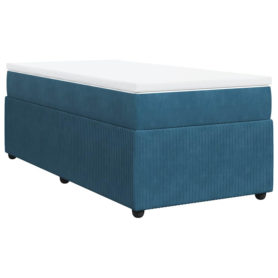 Boxspring met matras fluweel donkerblauw 80x200 cm