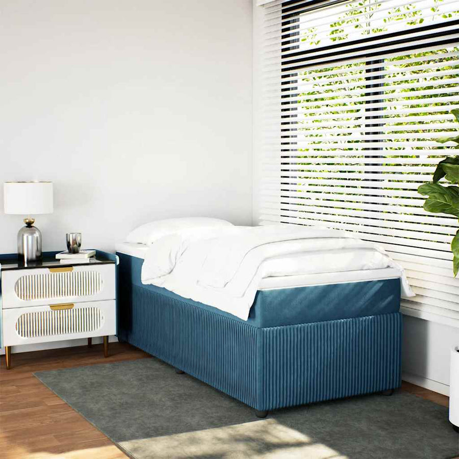 Boxspring met matras fluweel donkerblauw 80x200 cm