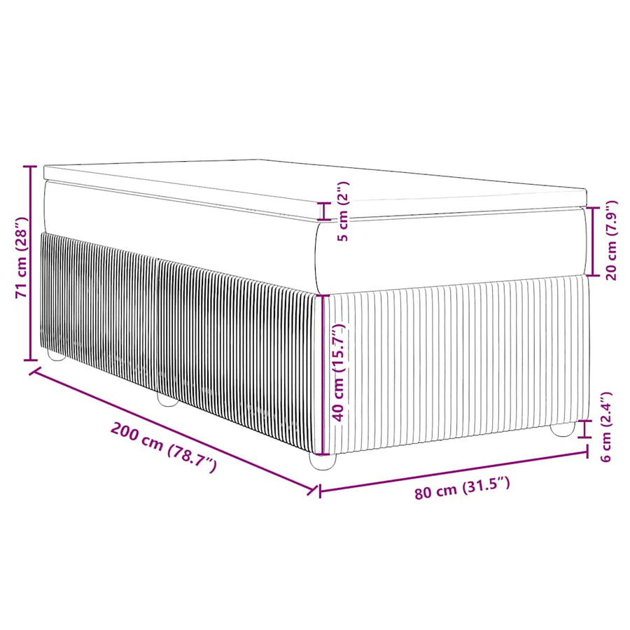 Boxspring met matras fluweel donkerblauw 80x200 cm