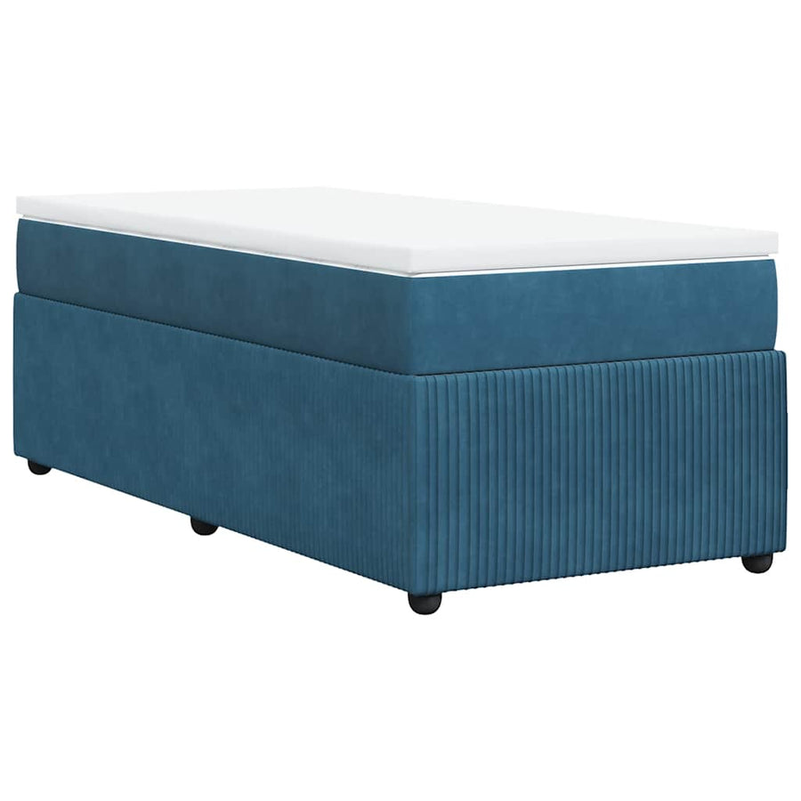 Boxspring met matras fluweel donkerblauw 80x200 cm