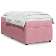 Pink velvet box spring with mattress 80x200 cm