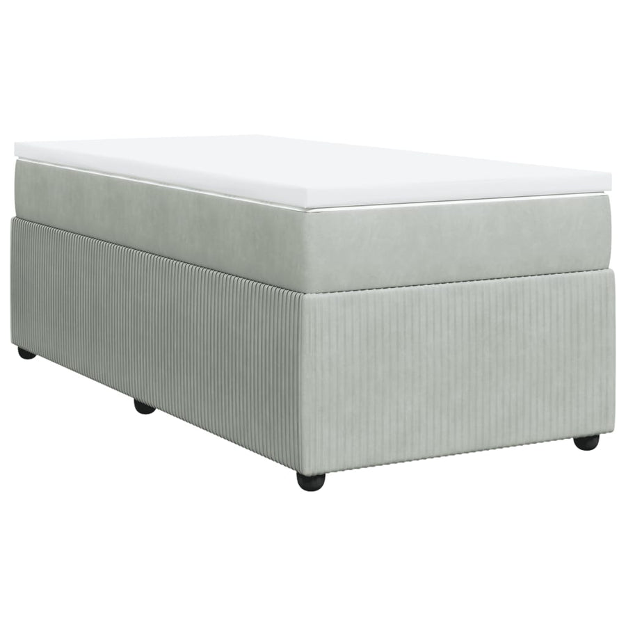 Boxspring met matras fluweel lichtgrijs 90x190 cm