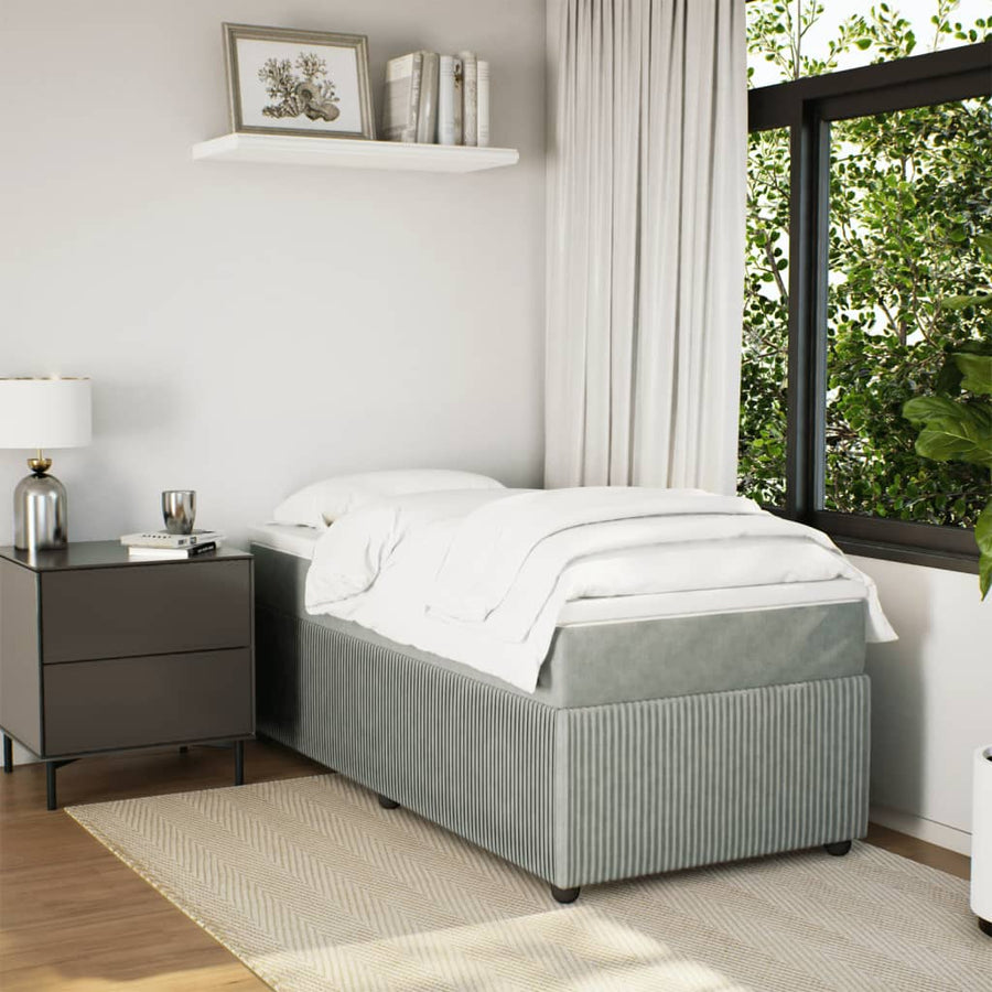 Boxspring met matras fluweel lichtgrijs 90x190 cm