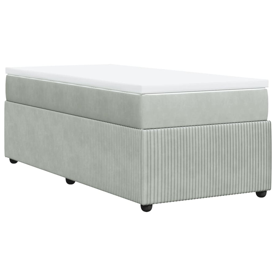 Boxspring met matras fluweel lichtgrijs 90x190 cm