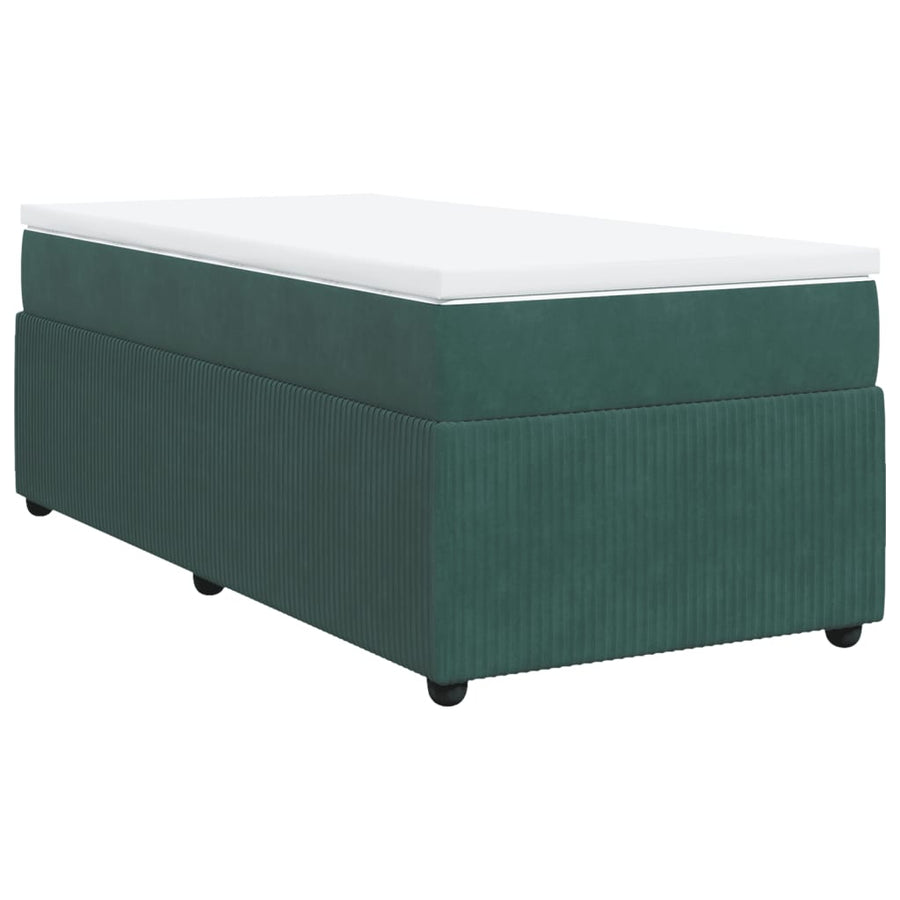 Boxspring met matras fluweel donkergroen 90x190 cm