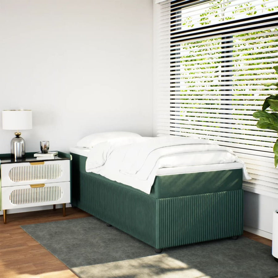 Boxspring met matras fluweel donkergroen 90x190 cm