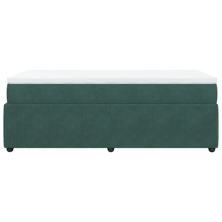 Boxspring met matras fluweel donkergroen 90x190 cm
