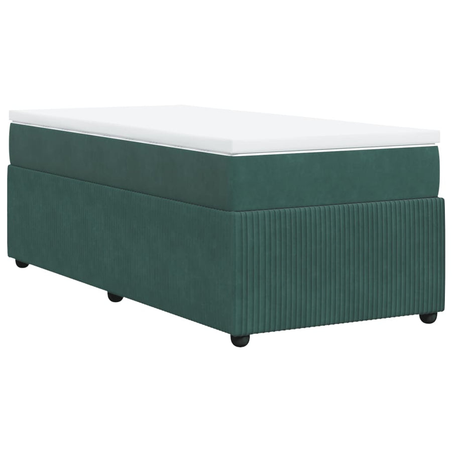 Boxspring met matras fluweel donkergroen 90x190 cm