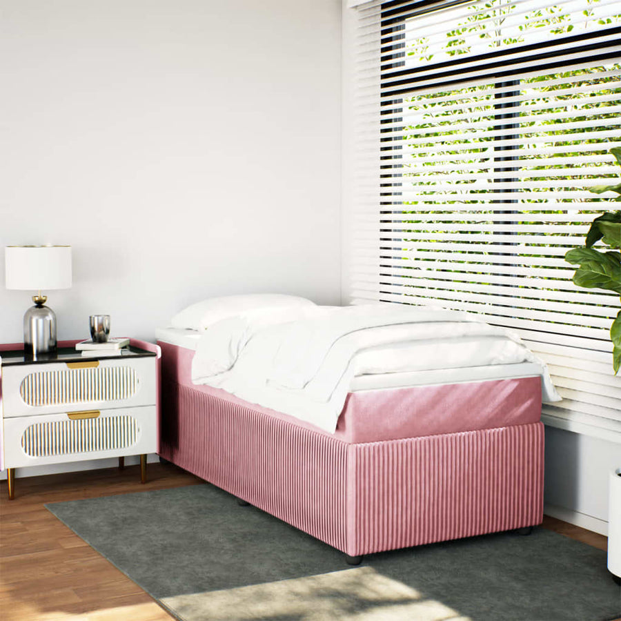 Boxspring met matras fluweel roze 90x190 cm