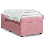 Pink Velvet Box Spring with Mattress 90x190 cm