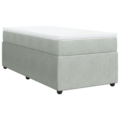 Boxspring met matras fluweel lichtgrijs 90x200 cm