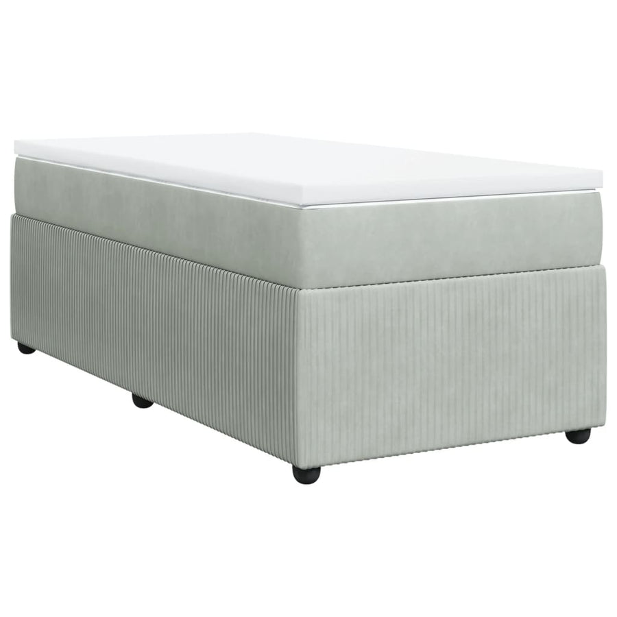 Boxspring met matras fluweel lichtgrijs 90x200 cm