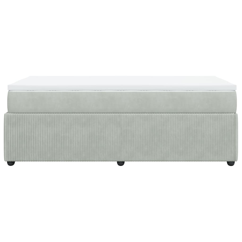 Boxspring met matras fluweel lichtgrijs 90x200 cm