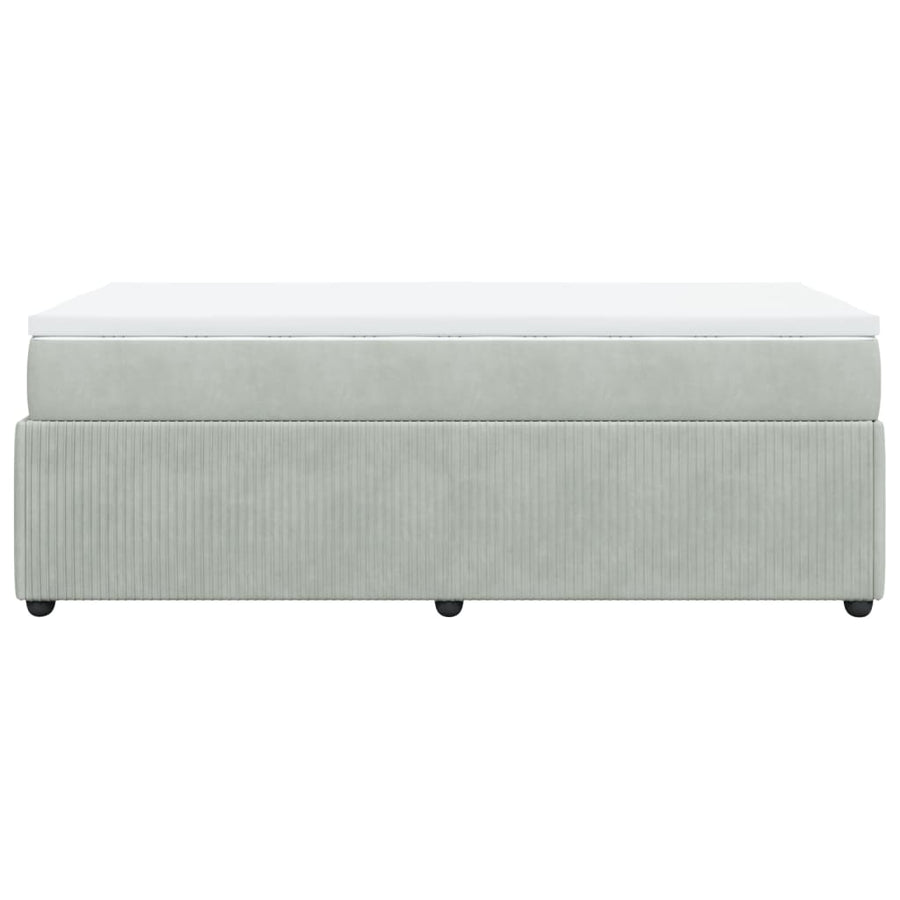 Boxspring met matras fluweel lichtgrijs 90x200 cm