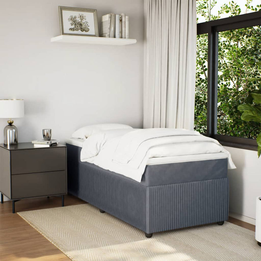 Boxspring met matras fluweel donkergrijs 90x200 cm