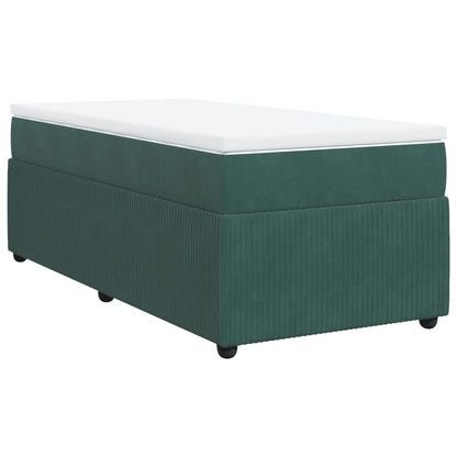 Boxspring met matras fluweel donkergroen 90x200 cm