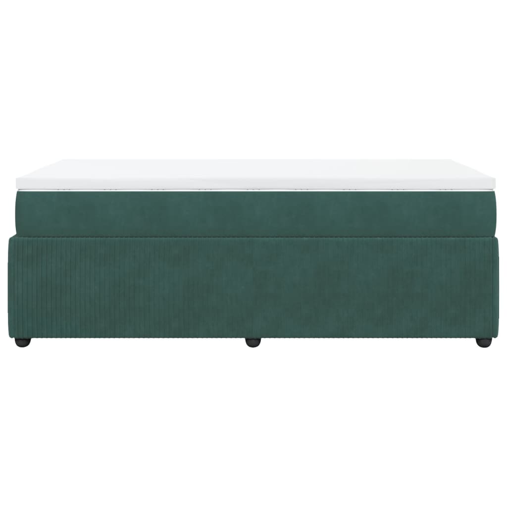 Boxspring met matras fluweel donkergroen 90x200 cm