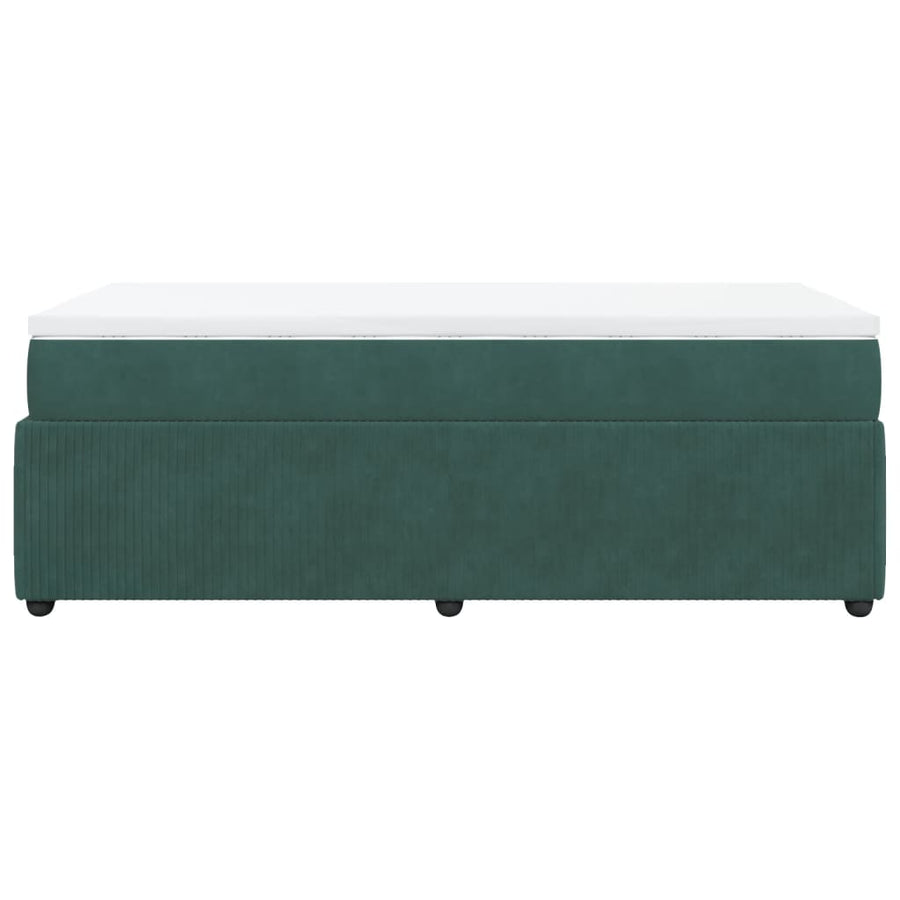 Boxspring met matras fluweel donkergroen 90x200 cm