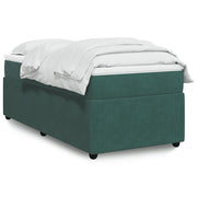 Box spring bed with dark green velvet mattress 90x200 cm