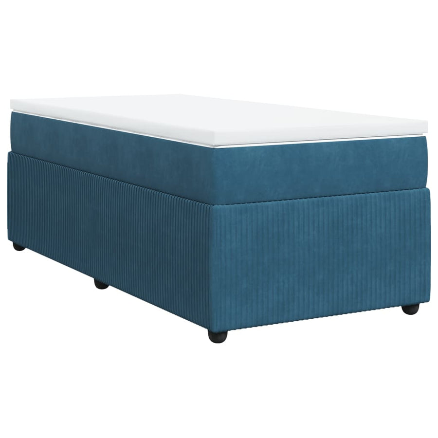 Boxspring met matras fluweel donkerblauw 90x200 cm