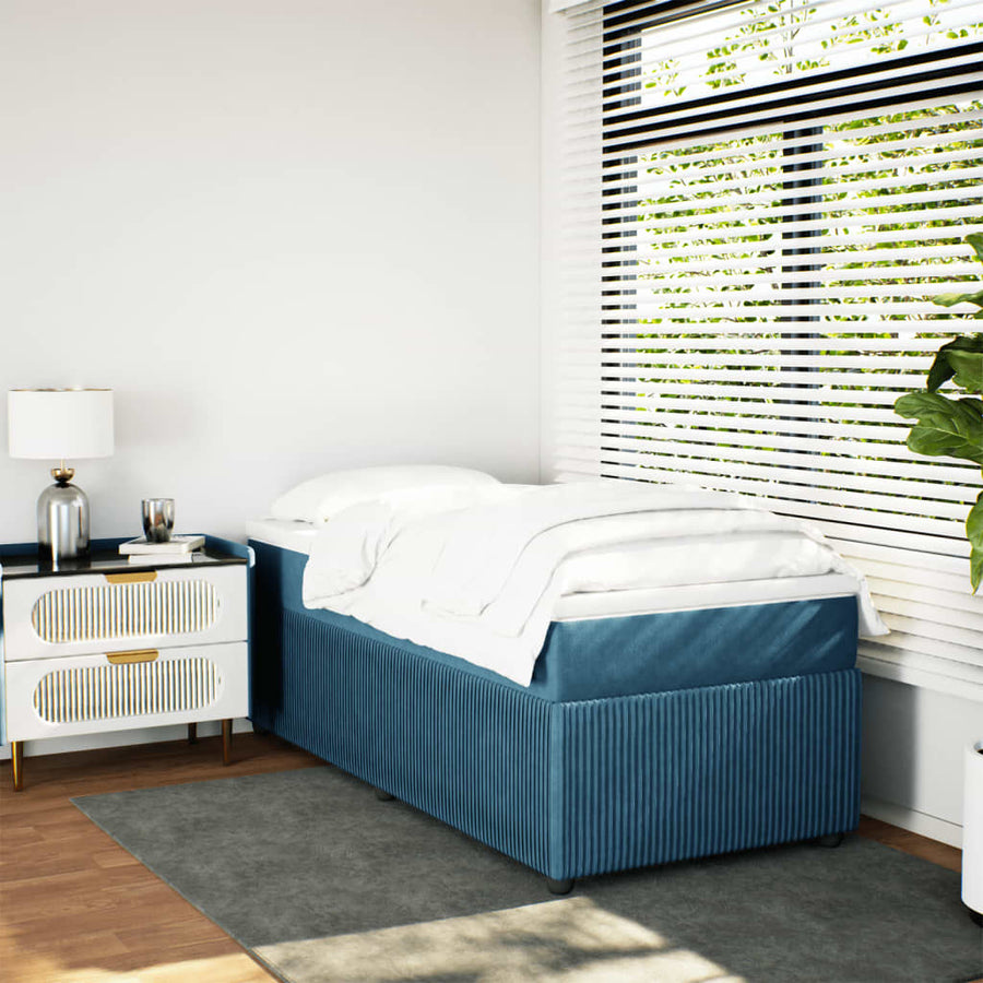 Boxspring met matras fluweel donkerblauw 90x200 cm