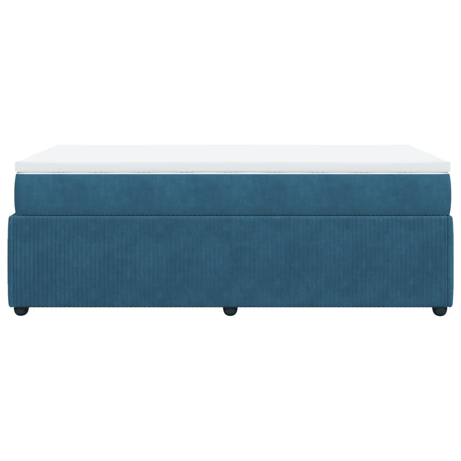 Boxspring met matras fluweel donkerblauw 90x200 cm