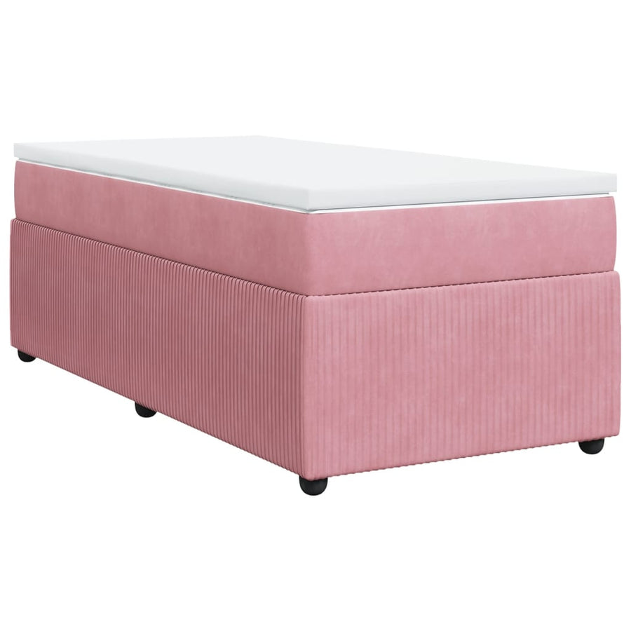 Boxspring met matras fluweel roze 90x200 cm