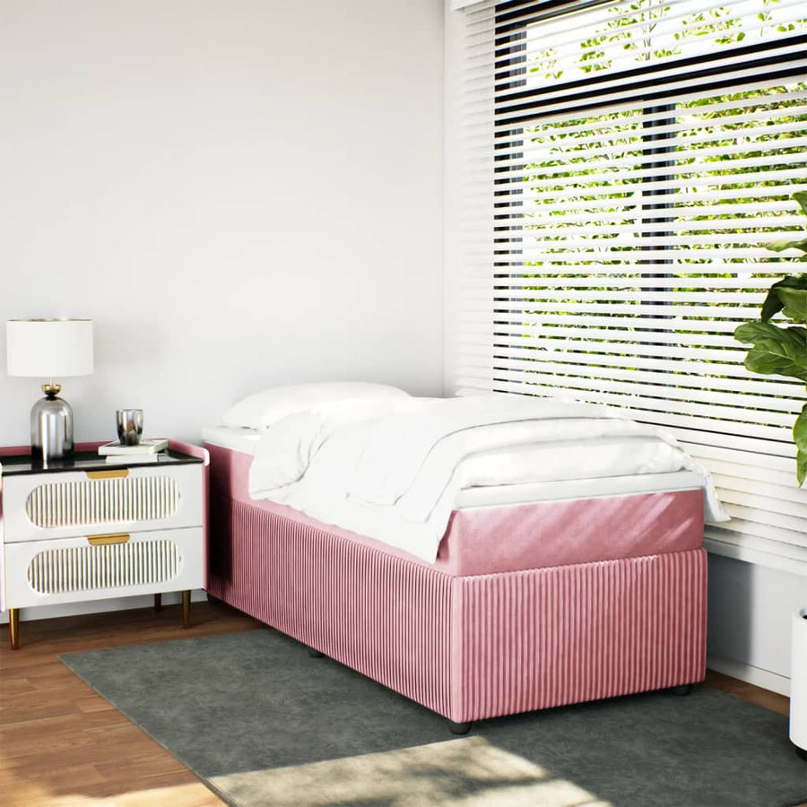 Boxspring met matras fluweel roze 90x200 cm
