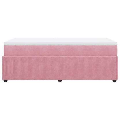 Boxspring met matras fluweel roze 90x200 cm