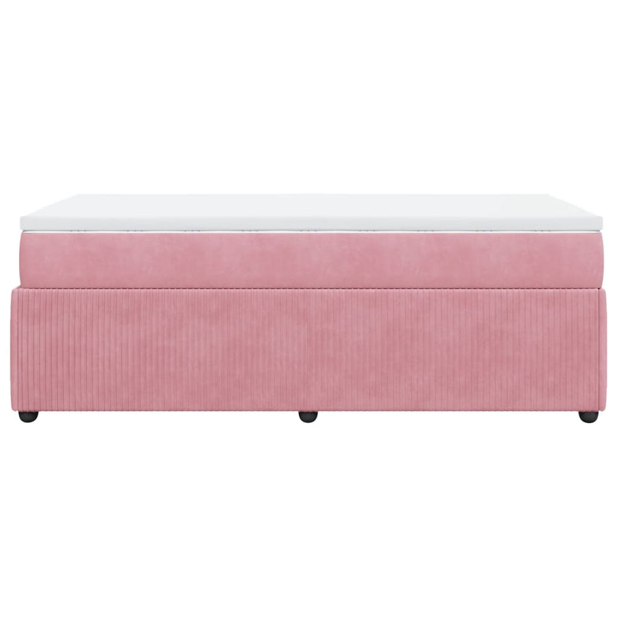 Boxspring met matras fluweel roze 90x200 cm