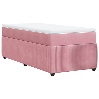 Boxspring met matras fluweel roze 90x200 cm