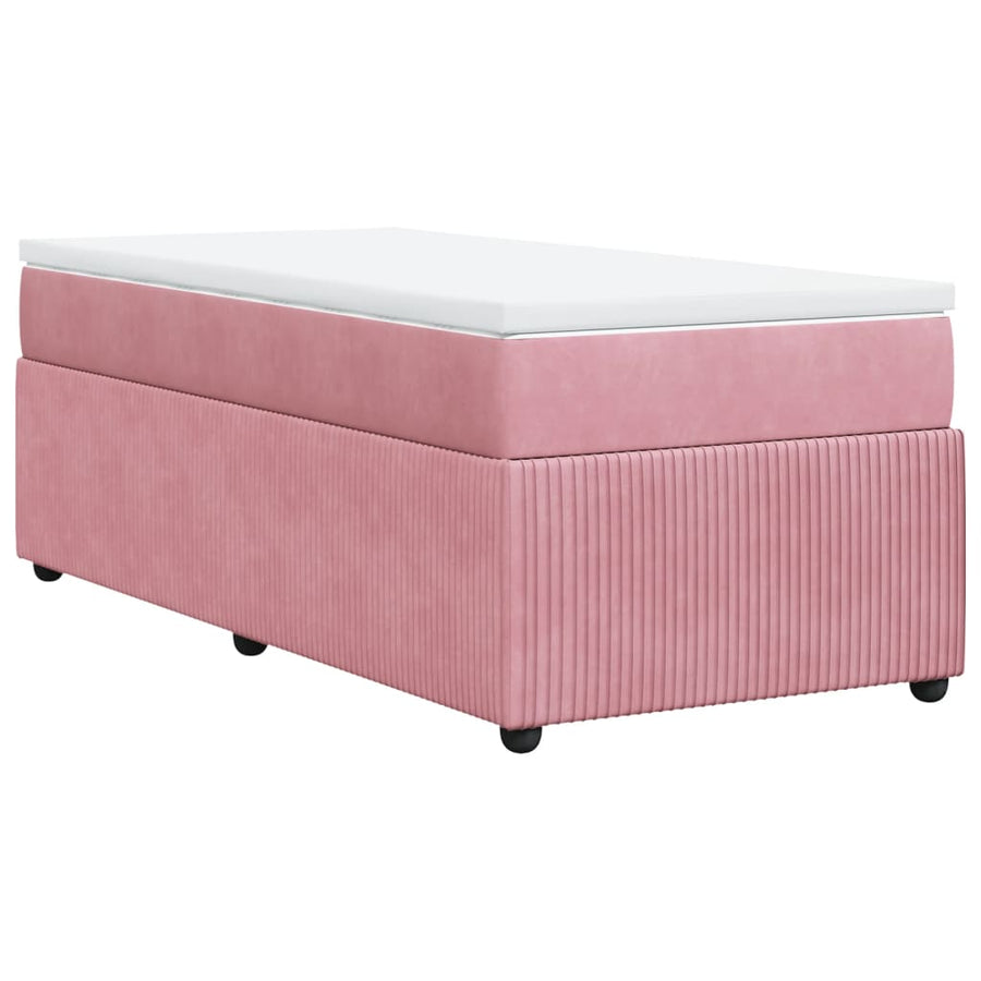 Boxspring met matras fluweel roze 90x200 cm