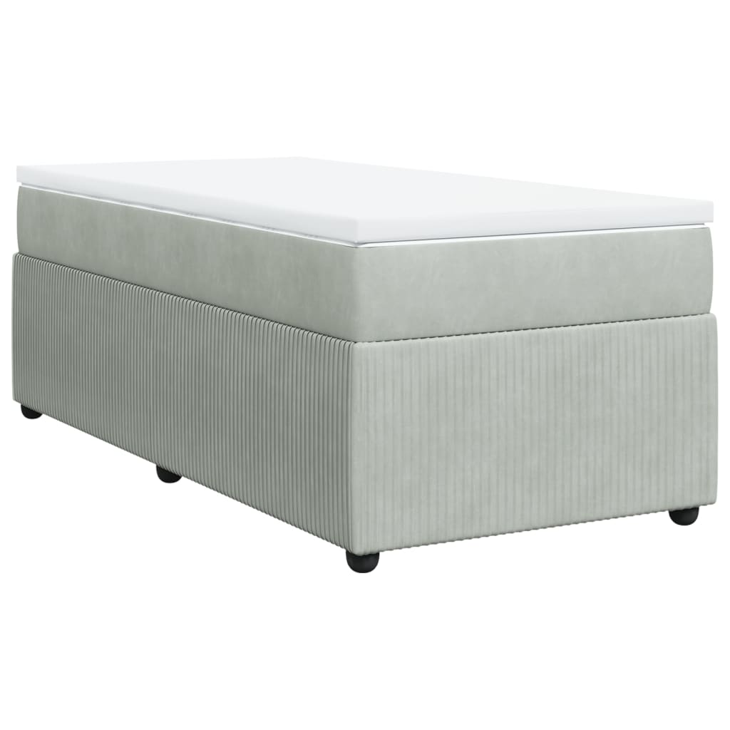 Boxspring met matras fluweel lichtgrijs 100x200 cm
