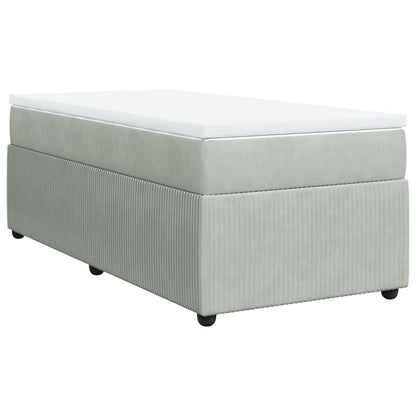 Boxspring met matras fluweel lichtgrijs 100x200 cm