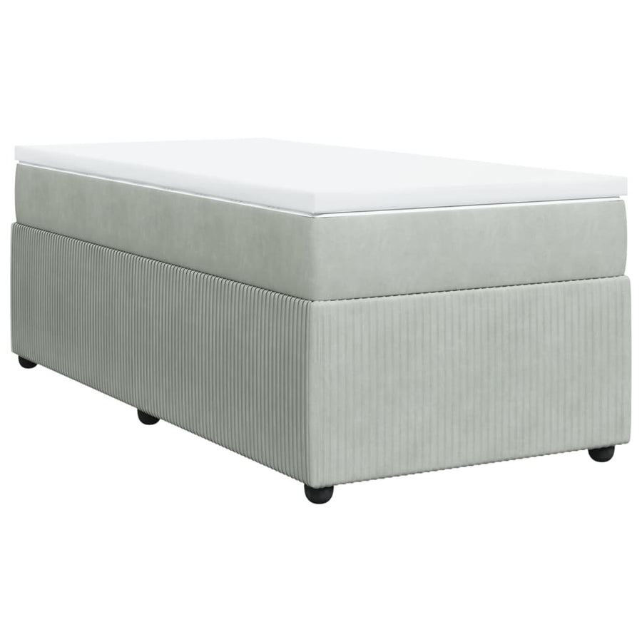 Boxspring met matras fluweel lichtgrijs 100x200 cm