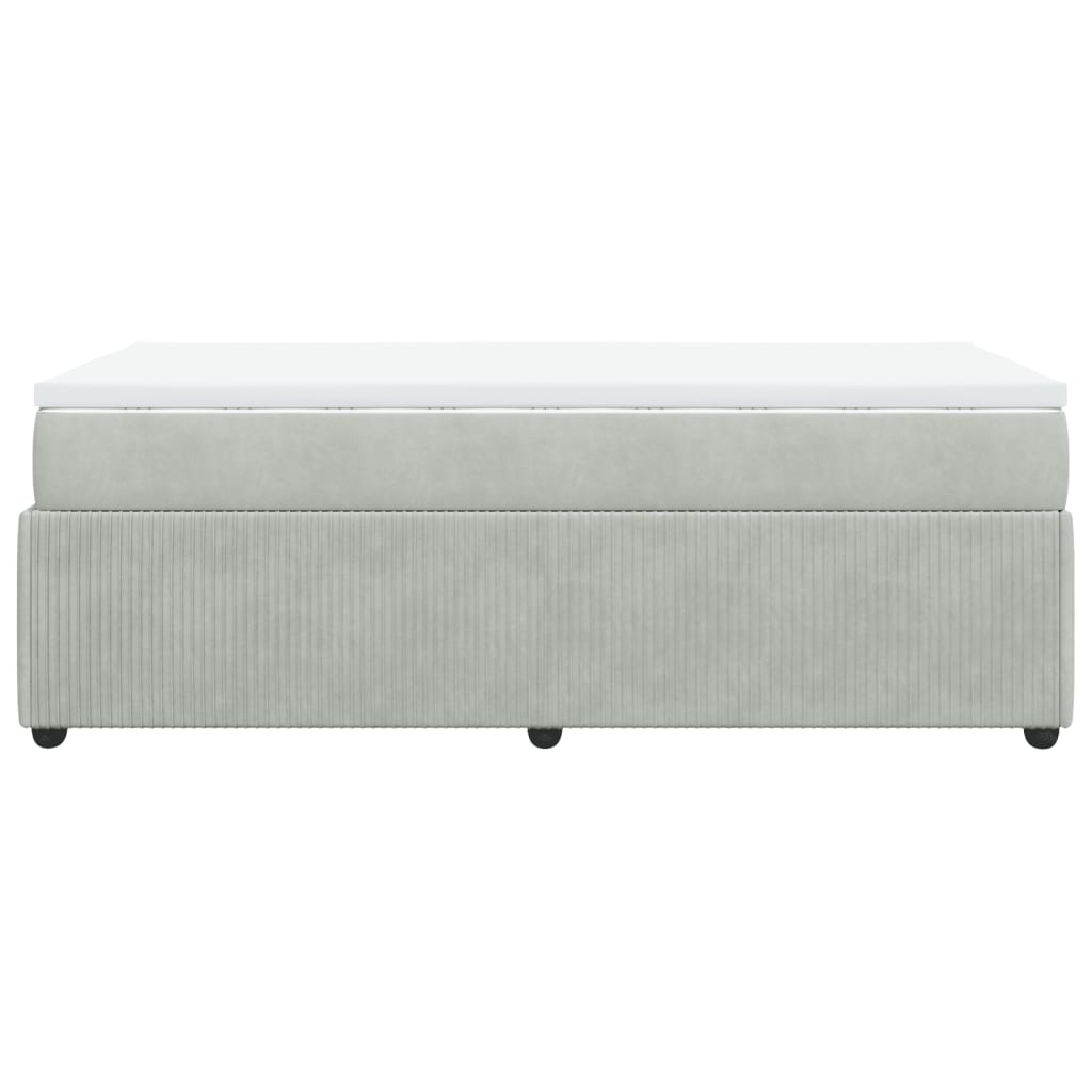 Boxspring met matras fluweel lichtgrijs 100x200 cm