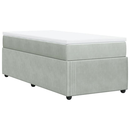 Boxspring met matras fluweel lichtgrijs 100x200 cm