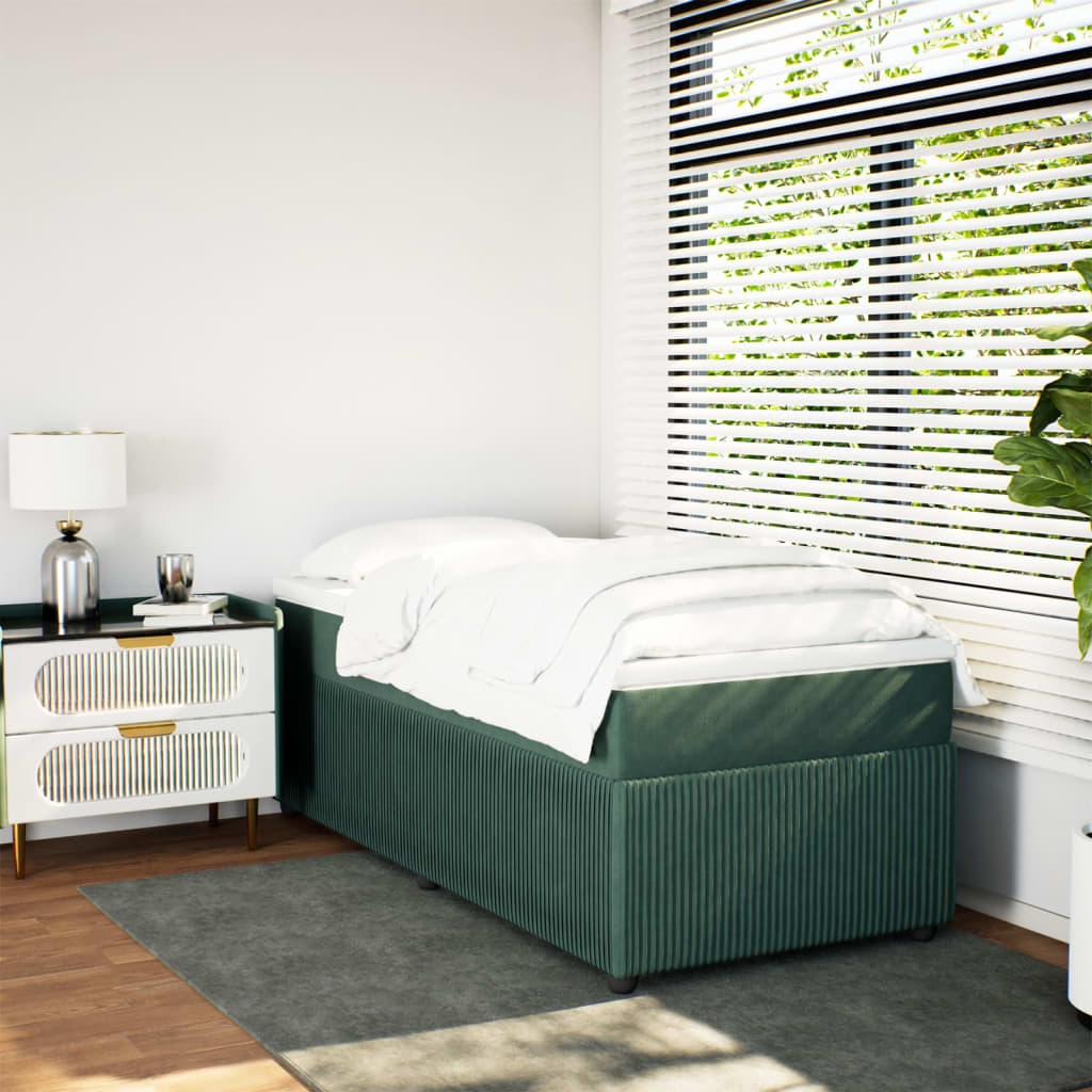 Boxspring met matras fluweel donkergroen 100x200 cm