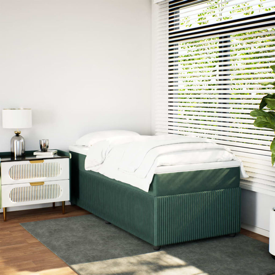 Boxspring met matras fluweel donkergroen 100x200 cm