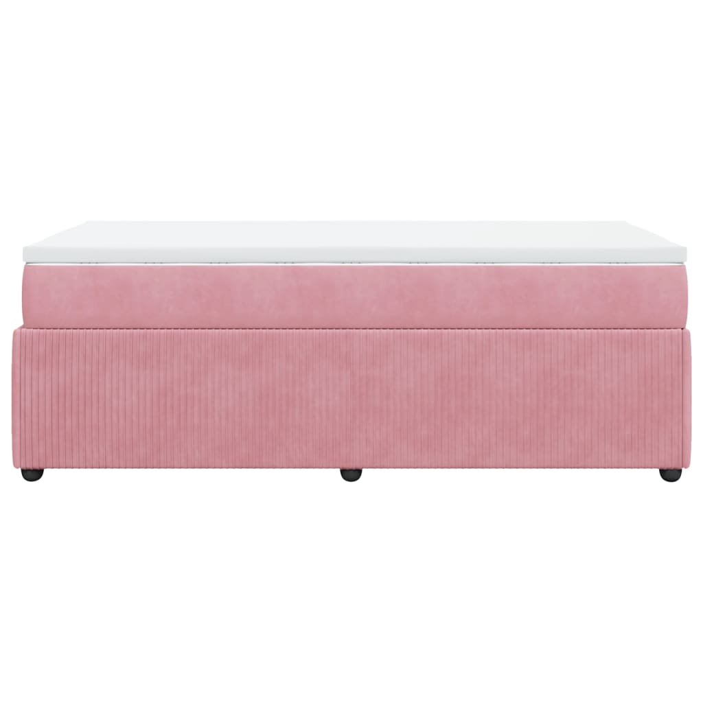 Boxspring met matras fluweel roze 100x200 cm