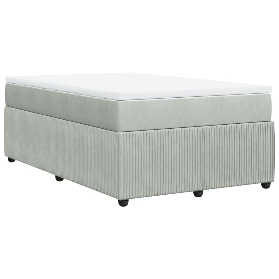 Boxspring met matras fluweel lichtgrijs 120x190 cm