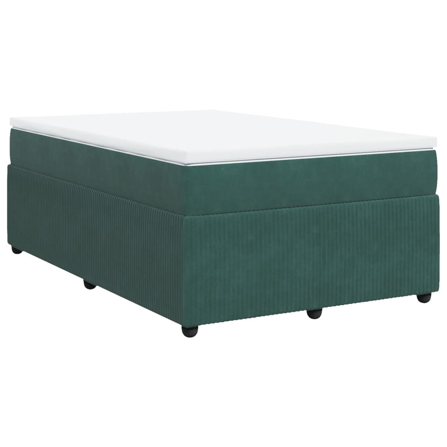 Boxspring met matras fluweel donkergroen 120x190 cm