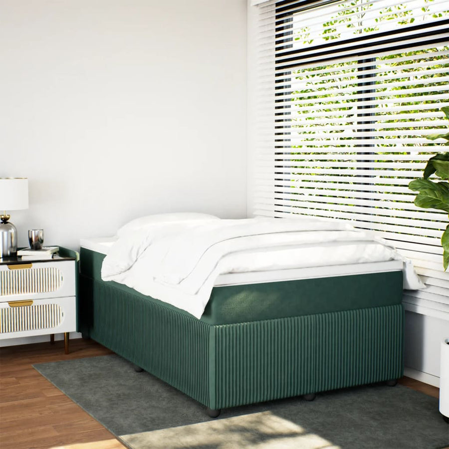 Boxspring met matras fluweel donkergroen 120x190 cm
