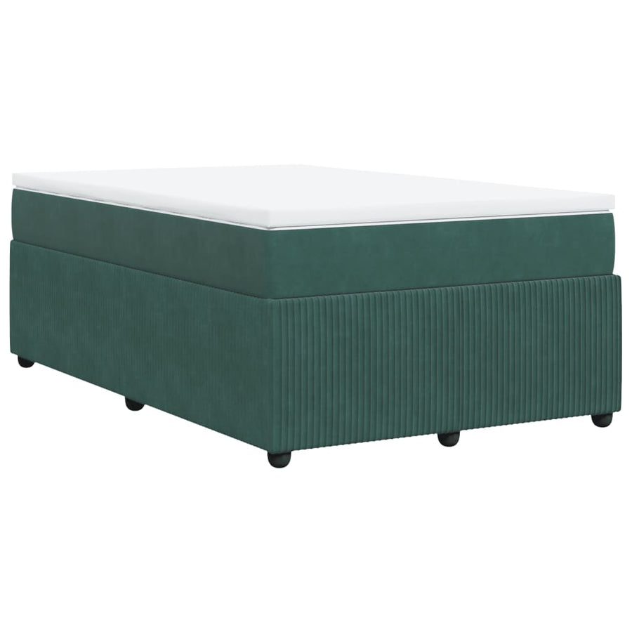 Boxspring met matras fluweel donkergroen 120x190 cm