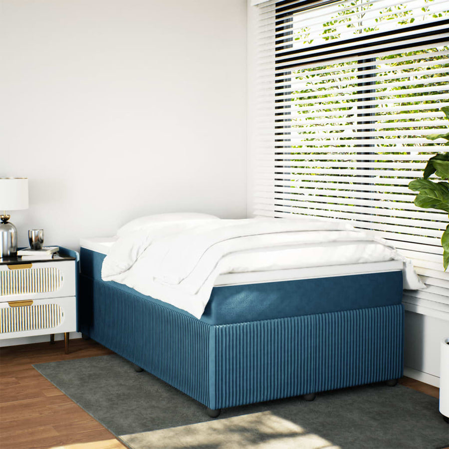 Boxspring met matras fluweel donkerblauw 120x190 cm