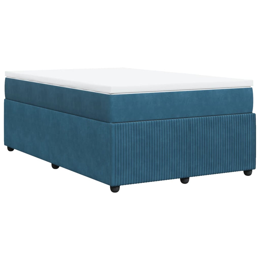 Boxspring met matras fluweel donkerblauw 120x190 cm