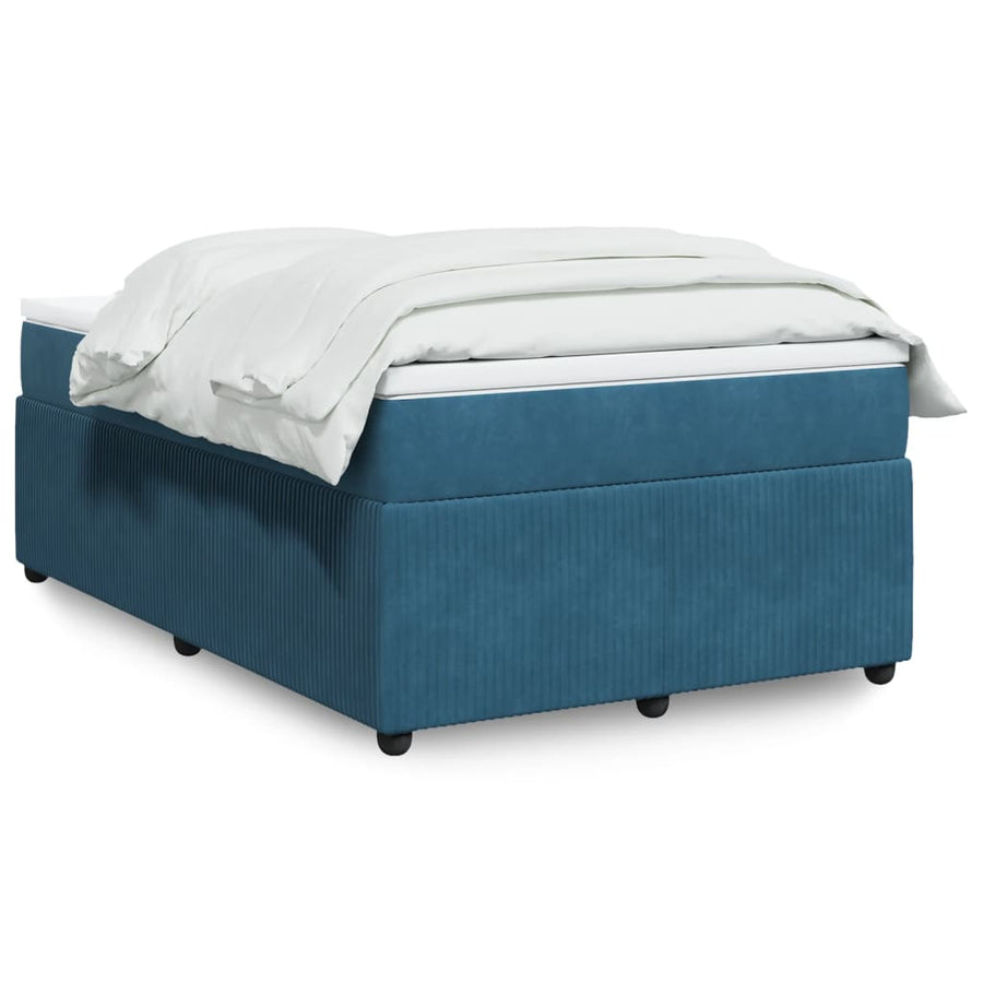 Boxspring met matras fluweel donkerblauw 120x190 cm
