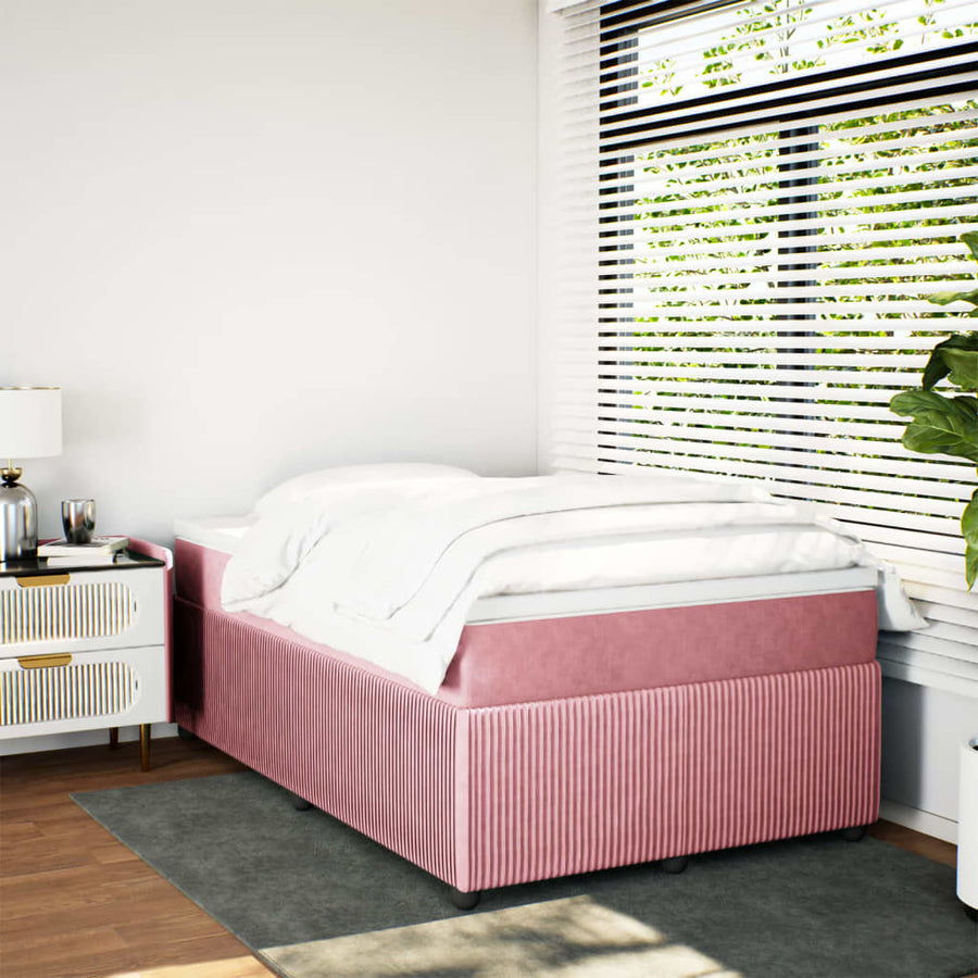 Boxspring met matras fluweel roze 120x190 cm